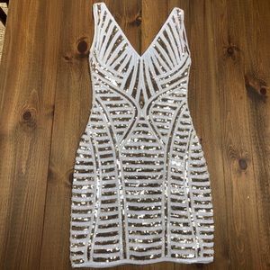 Stunning Gold and White Sequin Dress
